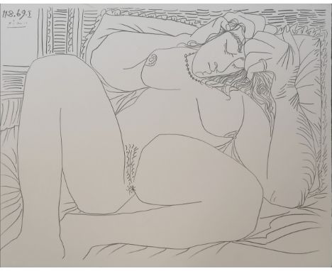 1972 Picasso lithograph by Spadem with Mourlot, Paris stamp - 39.5cm x 50cm 