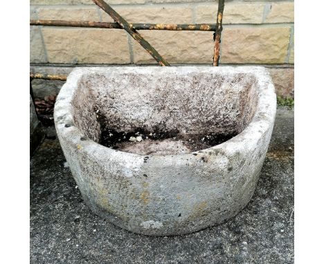 Stone D shaped trough 61cm x 46cm 28cm high