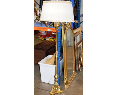 GILT TRIPLE POINT STANDARD LAMP WITH SHADE     