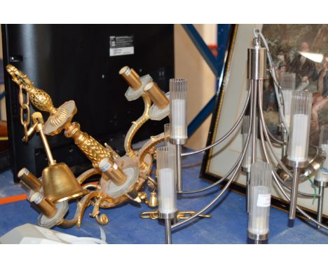 GILT LIGHT FITTING &amp; 1 OTHER LIGHT FITTING     