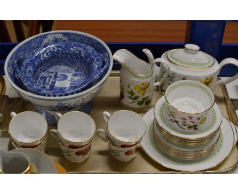 TRAY CONTAINING GENERAL CERAMICS, SPODE BLUE &amp; WHITE WARE, SPODE TEA WARE ETC     