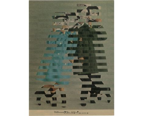 Kolář, Jiří -- Milord, Milady - Different? No, Alike!Rollage auf leichtem Velinkarton. 1964.29,8 x 22 cm.Verso auf dem Unterl