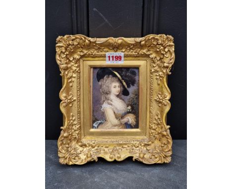 After Thomas Gainsborough, portrait miniature of Georgiana, Duchess of Devonshire, on ivory, 12 x 9.3cm.&nbsp;DEFRA Ivory Act
