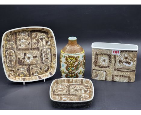 A group of Royal Copenhagen 'Fajance' pottery, to include a Nils Thorsson vase, 18cm high. (4)
