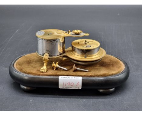 A rare 19th century gilt brass and silver plated alarm clock fragment, labelled 'H L, Gallerie de Valois, Palais Royal, No.16
