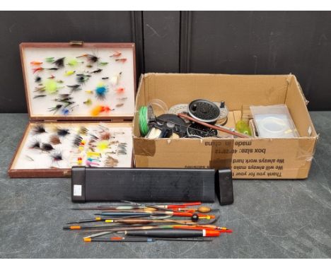 Angling: a collection of fishing reels, flies, lures and related.