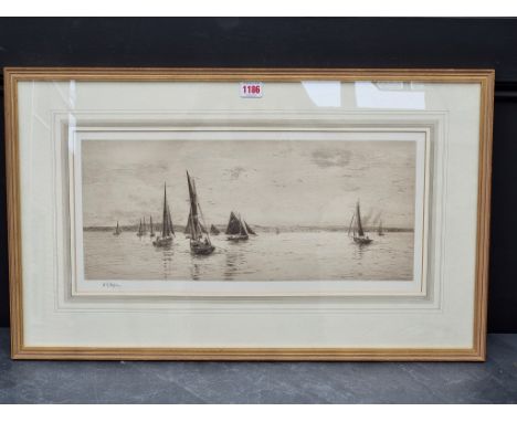 William Lionel Wyllie,&nbsp;'In The Solent, Towards Ryde', signed in pencil, etching, pl.21.5 x 49.5cm.
