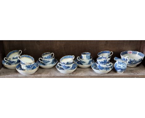 A late 18th century Caughley 'Pagoda' pattern part tea service. 