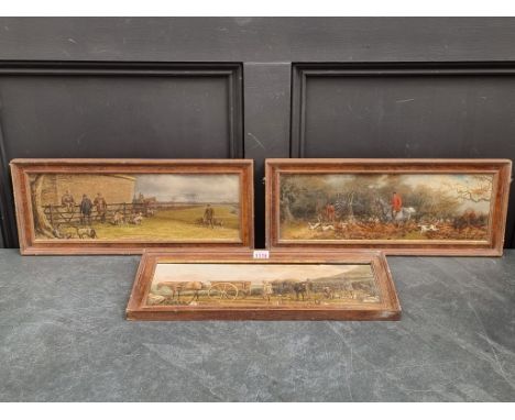British School, late 19th century, a set of three sporting scenes, 14.5 x 43cm. (3)