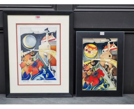A Moorcroft pottery limited edition 'Frazer Street' plaque, No.33/150, signed and inscribed verso, 31 x 21cm; together with t