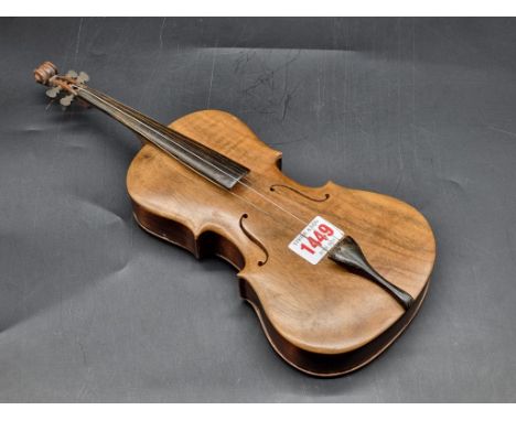 A walnut and beech novelty double bass cigar box, 32.5cm long.