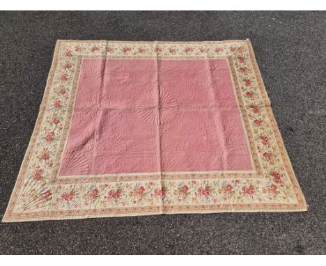 An antique pink ground Durham quilt, 221 x 250cm.