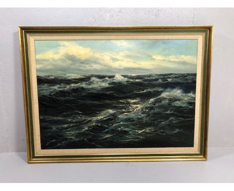 ENDRE VON DERERA (Hungarian b.1903), oil on canvas of a seascape, signed lower left, approx 70cm x 100cm