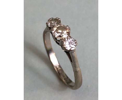 18ct White Gold three stone Diamond ring size approx 'P' total weight approx 3.3g