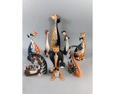 Cool Cats by Toni Goffe, collection of cat  figures to include A5738 Our First Litter, A5640 My hero, A3286 Richard and Judy,