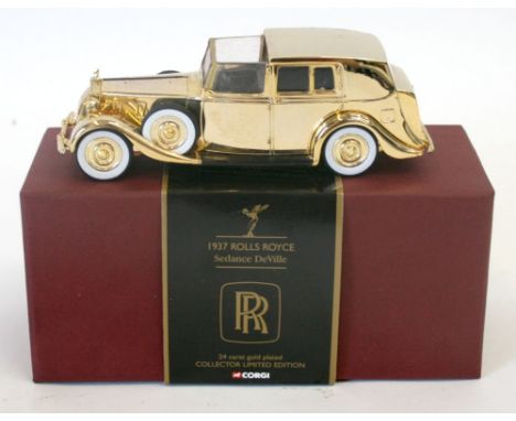 Corgi Classics 1937 Rolls Royce Sedan Cedance DeVille. CC06804- 24 carat gold plated body, with certificate, limited edition 