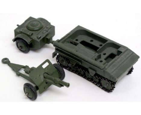 Dinky Toys 162-18-pounder Field Gun Unboxed set, Light Dragon Tractor, Ammunition Trailer and 18-pounder Gun, military green 