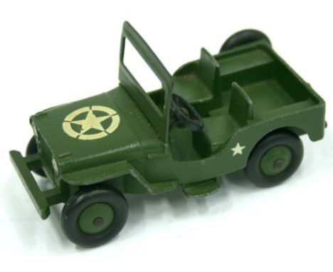  Scarce  Dinky Toys 669 USA Army Jeep (USA Export issue) military green body, tow hook, white star , in good condition, a few