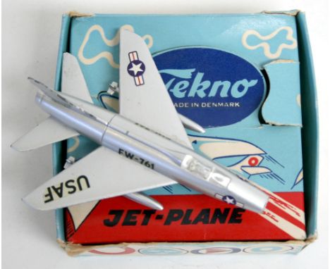 Tekno 787 Jet Plane,1:125 scale Super Sabre Singleseat Jet Fighter, silver body USAF, in near mint condition, with a very goo