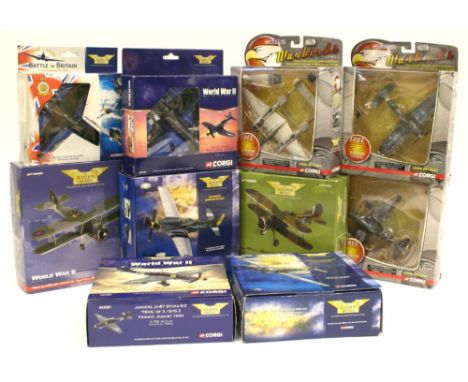 Ten Corgi Aviation Archive World War II models,1:72 Scale,AA36301 Fairey Swordfish, 49303 P51D Mustang, AA33004 F4U-1A Corsai