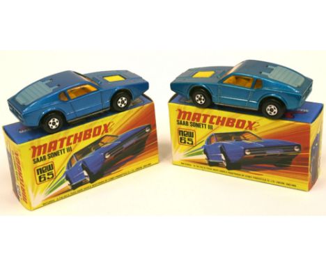 Matchbox Superfast Two 65b Saab Sonnet’s, light and dark blue bodies, models are mint in mint boxes (2 items) 