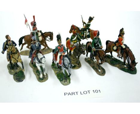 Twenty Two Delprado Cavalry of The Waterloo Napoleonic Wars,1/32 scale quality painted mounted figures, in near mint loose co