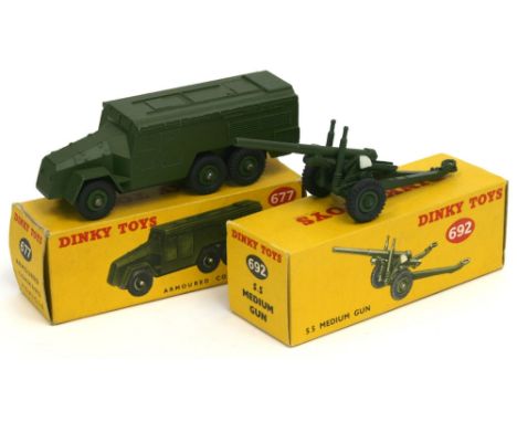 Two Boxed Military Dinky Toys,677 Armoured Command Vehicle,  military green, in near mint condition, with a good box (one end