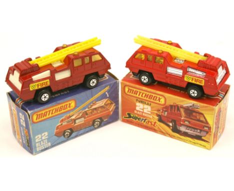  Matchbox Superfast Two 22c Blaze Buster’s, light and dark red bodies with WHITE and CHROME interiors, models are mint in nea
