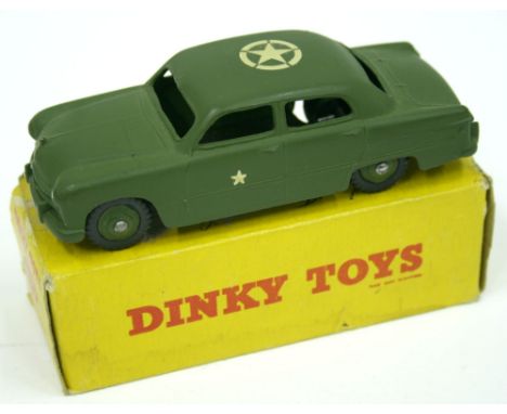 Scarce Dinky Toys 675 Ford Sedan US Army Staff Car,matt military green body, white star on roof and doors,170 on base, in nea