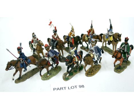 Fifty Delprado Cavalry of The Waterloo Napoleonic Wars,1/32 scale quality painted mounted figures, in near mint loose conditi