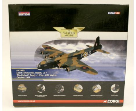 Corgi Aviation Archive, Short Stirling MkI, N6086, LS-F ‘Macroberts Reply’ 15SQN RAF Wyton October 1941- AA39501 Limited Edit