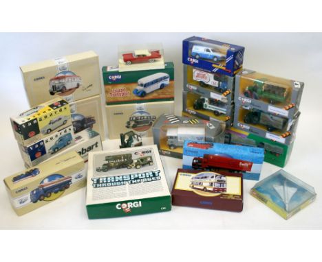 Sixteen Corgi Diecast Models, including 27602 Atkinson 8 Wheel Rigid Truck & Trailer Showmans Range, 97970 Foden Regent Tanke