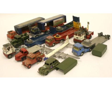 Quantity of Playworn Corgi Toys, including 2 x 1137 Ford Articulated Truck Express Services, (one repainted) 1131 Bedford TK 