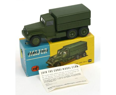 Corgi Major Toys 1118 International 6 x6  Army Truck, military green, British Army markings, removeable canopy, in near mint 