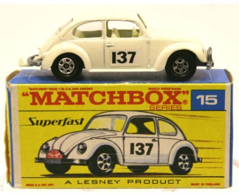  Matchbox Superfast hard to find 1970 Transitional issue 15a Volkswagen with white body and F Box, model is in near mint cond