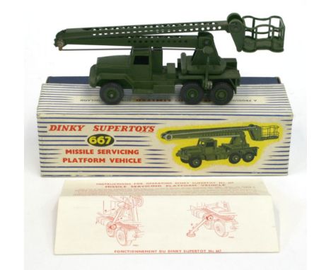 Dinky Toys 667 Military Missile Servicing Vehicle, military green body, near mint condition, with a excellent blue/white stri