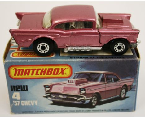 Matchbox Superfast hard to find 4d 57 Chevy in last issue picture box, model is near mint in mint box