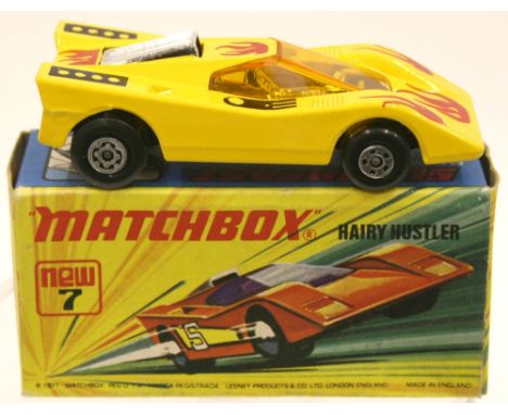 Matchbox Superfast Scarce 7b Hairy Hustler with Yellow body, model is mint in near mint box