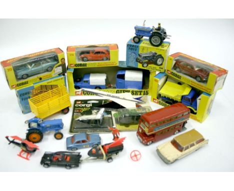 Quantity of Corgi Toys including, Gift Set 15 Landrover & Horse box, 58 Beast Carrier, 67 Ford 5000 Super Major Tractor, unbo