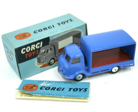 Corgi Toys 455 Karrier Bantam Two Tonner,blue/red body, flat spun wheels, in near mint condition, with a superb early blue bo