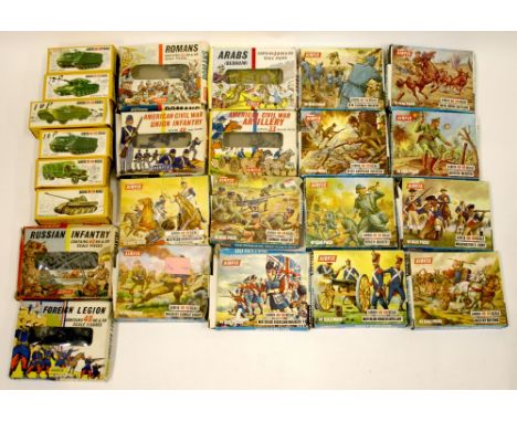 Quantity of Airfix H0-00 Scale Figures/Vehicles, including 1st issues Russian Infantry still on sprue, early boxed Arabs, For