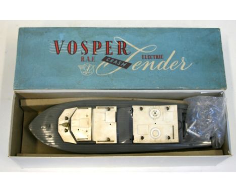  Victory Industries Vosper RAF Crash Tender, large scale plastic battery operated model (untested) black hull, grey deck, whi