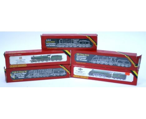  Five Hornby Railways Boxed 00 Gauge Locomotives: R.065 Locomotive & Tender B.R.  2-10-0 class 9f  ‘Evening Star’ R150 Locomo