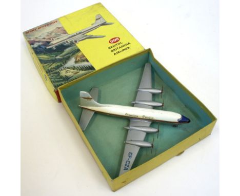  Dinky Toys 998 Bristol Britannia Airliner white/silver body “Canadian Pacific” CF-CZA, 4x4 blade propellers, in very good co