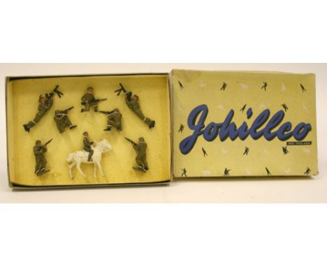Johillco Set H2012 Combats,8 x Khaki figures with tin helmets, in excellent condition, with a very good box. Box has some sli
