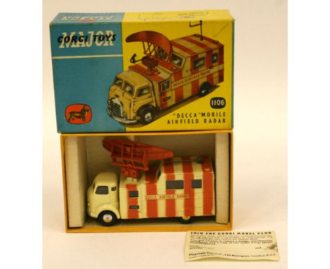 Lot 177 Corgi Major Toys 1106 Decca Mobile Airfield Radar,cream body, five orange stripes, flat spun wheels, in near mint con