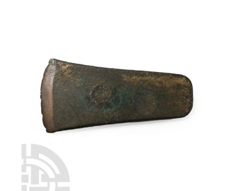 Britain, mid 3rd-mid 2nd millennium B.C. Trapezoidal in plan with flared edge and square butt. See Savoury, H.N., Guide Catal