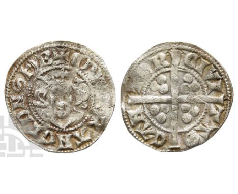 1272-1307. Canterbury mint. New coinage, class 10ab6; struck mid 1305. ✠ ЄDWA R ANGL DNS ҺУB, crowned facing bust / CIVI-TAS 