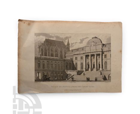 Circa 1828 A.D. Detached page with engraving with attribution 'London, R. Jennings, Poultry, Dec.1, 1828'.  3 grams, 20.1 x 1