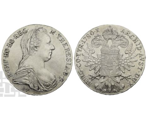 Dated 1780. M · THERESIA · D · G · R · IMP · HU · BO · REG ·, veilied and crowned bust of Empress Maria Theresia of Habsburg 